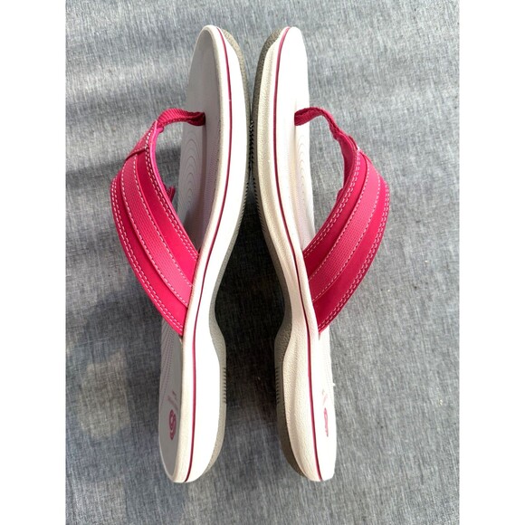 Clarks Cloudsteppers Sandals Womens 9 M Brinkley Jazz Flip Flops Fushia Slip on - Picture 7 of 9